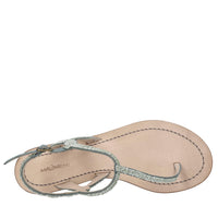 Sandali flat infradito in tessuto con ricamo di perline 