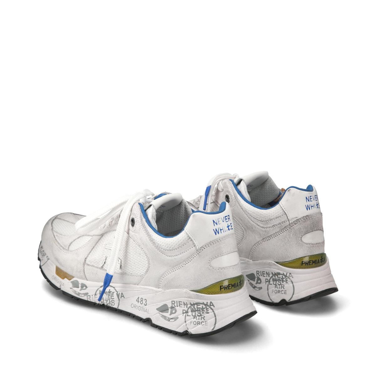 Sneakers in pelle scamosciata e tessuto 