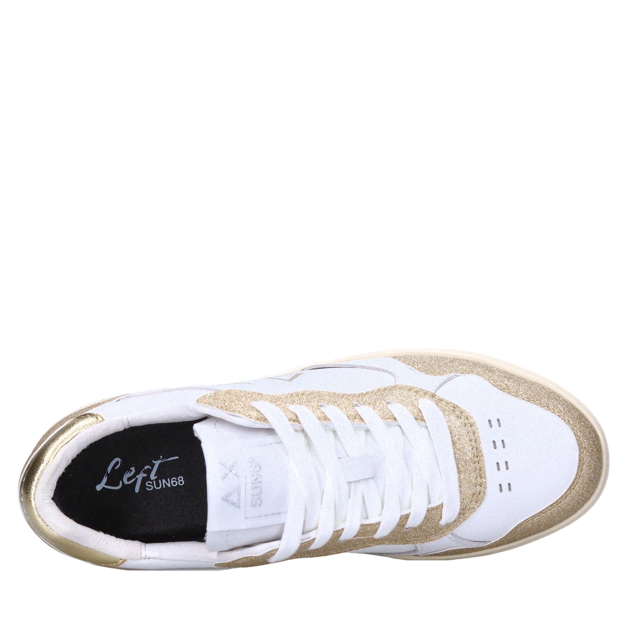 Sneakers in glitter e pelle 