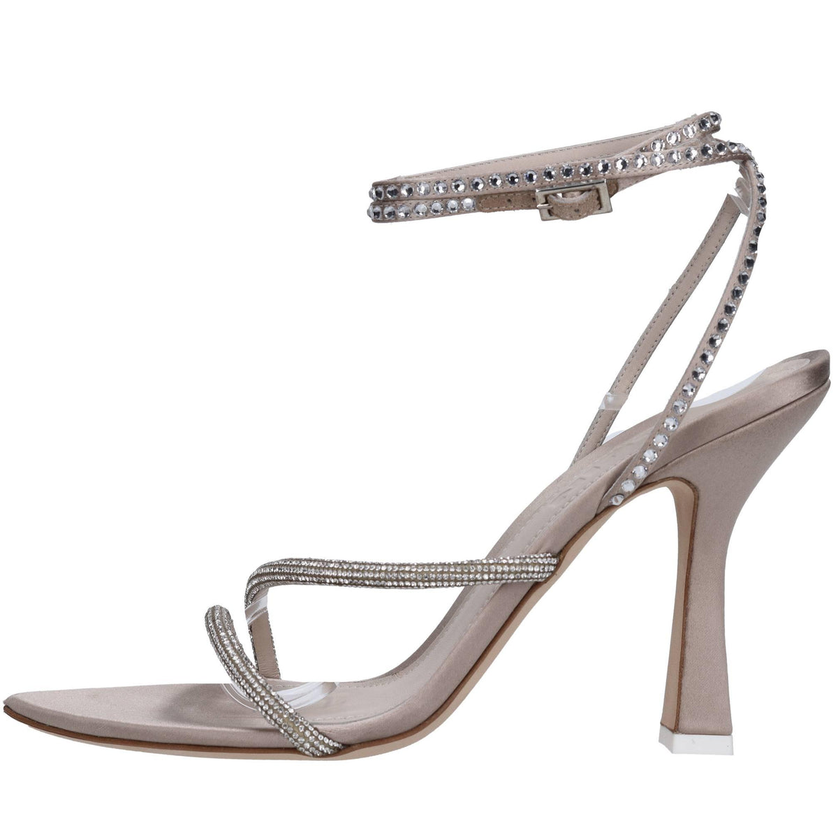 Sandali in tessuto con strass 