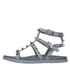 EMANUELLE VEE Flat leather sandals with appliqués