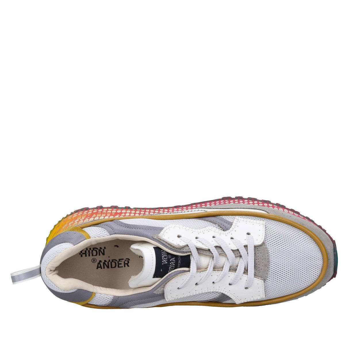 Sneakers in pelle e tessuto 