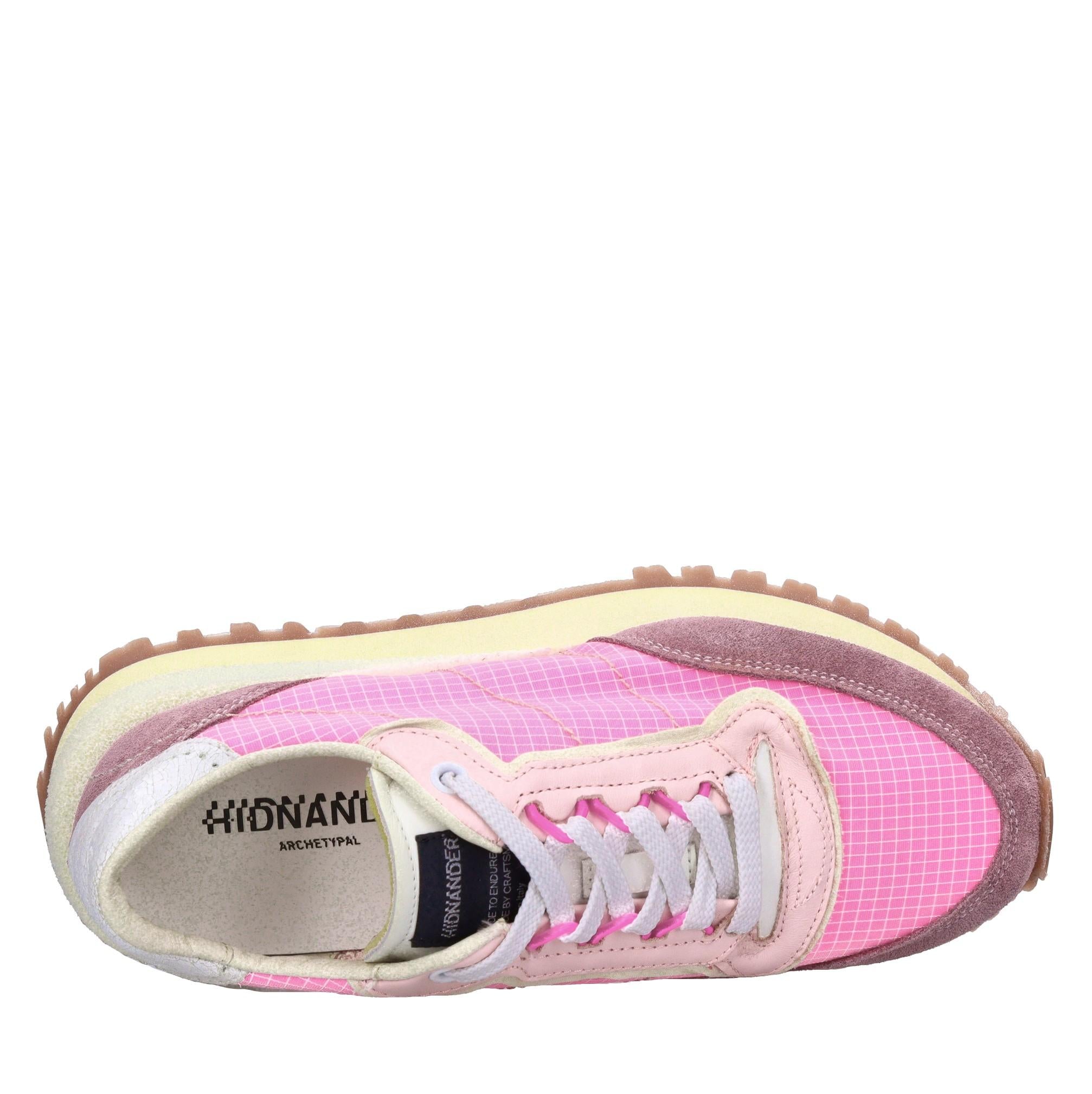 Sneakers in pelle e tessuto 