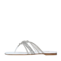 Sandali Flat infradito CASADEI modello STRATOSPHERE tessuto strass e pelle 