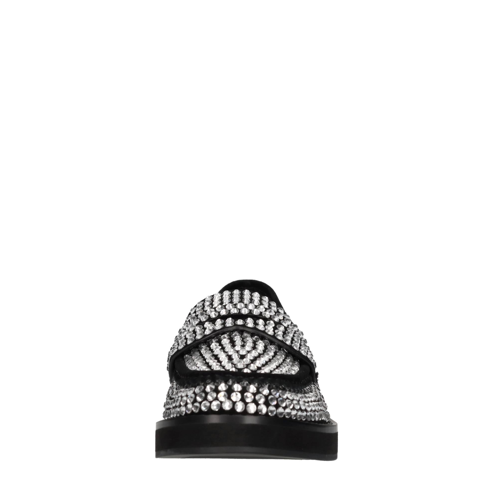 Mocassini in tessuto e strass 