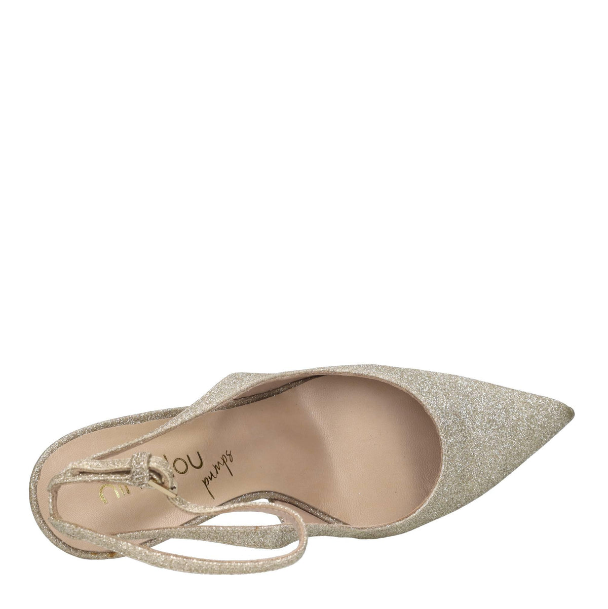 Décolleté slingback in tessuto microglitter 