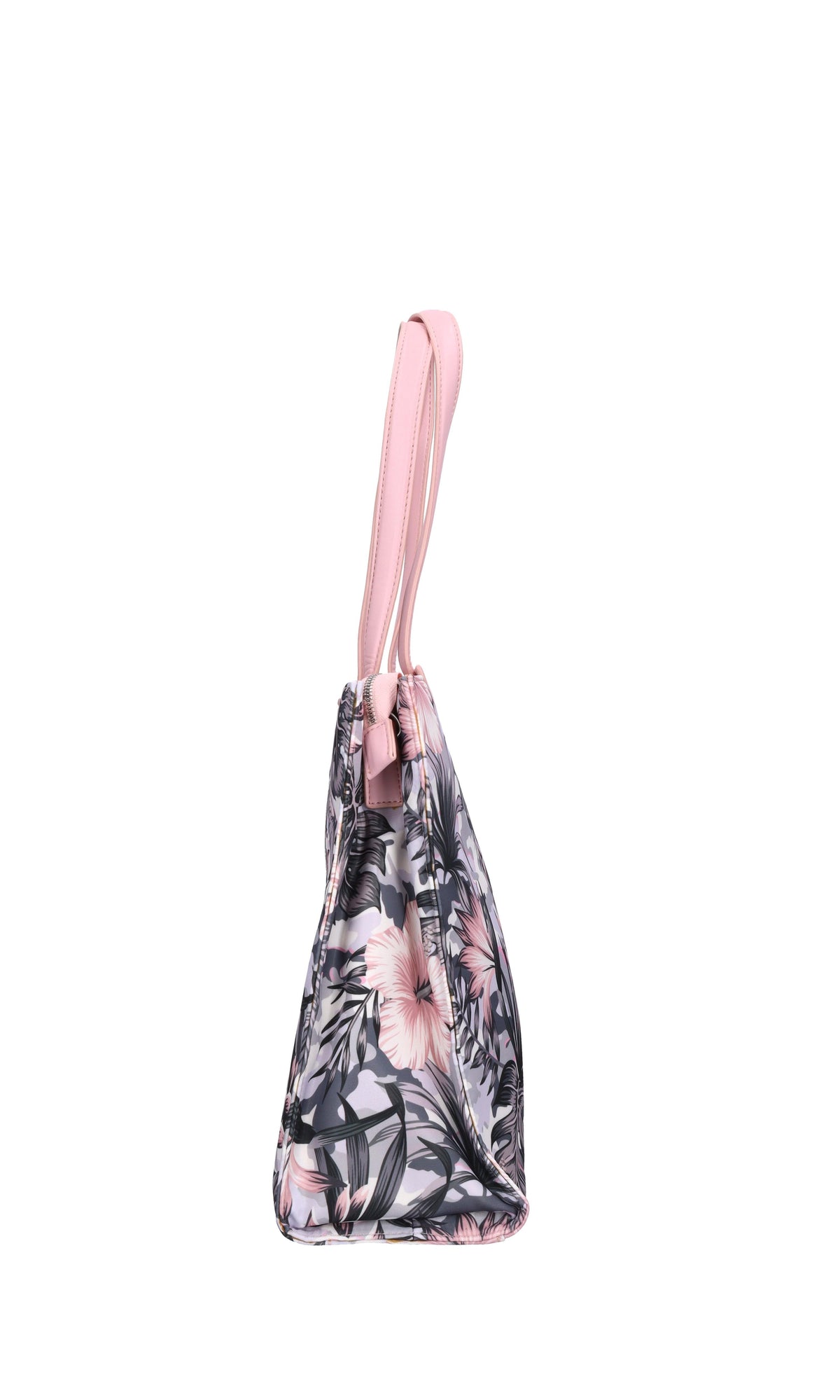 Borsa in tessuto con inserti in ecopelle 