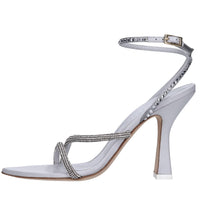 Sandali in pelle cristalli e strass 