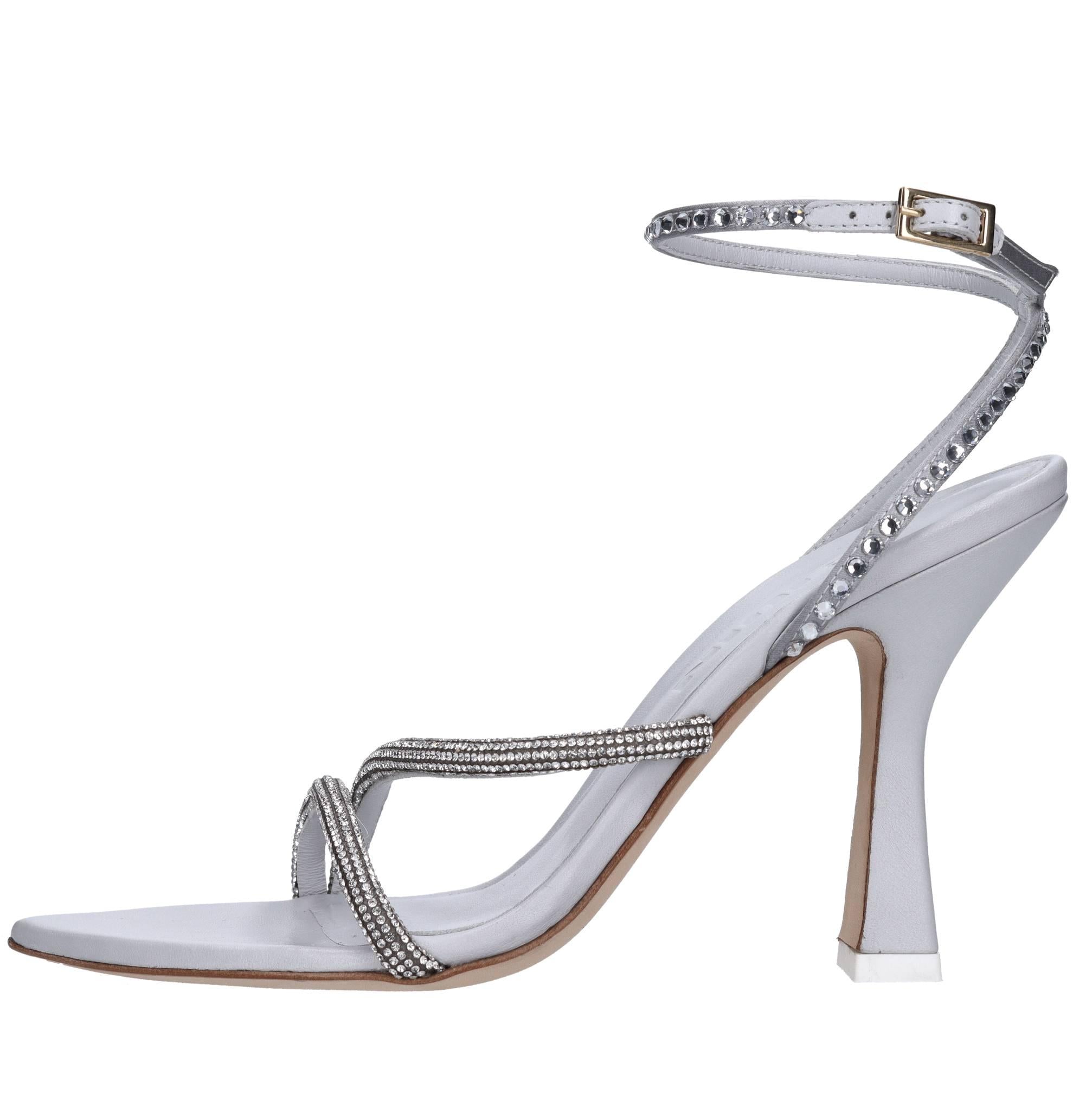 Sandali in pelle cristalli e strass 