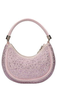 Borsa in ecocamoscio,raso e strass 