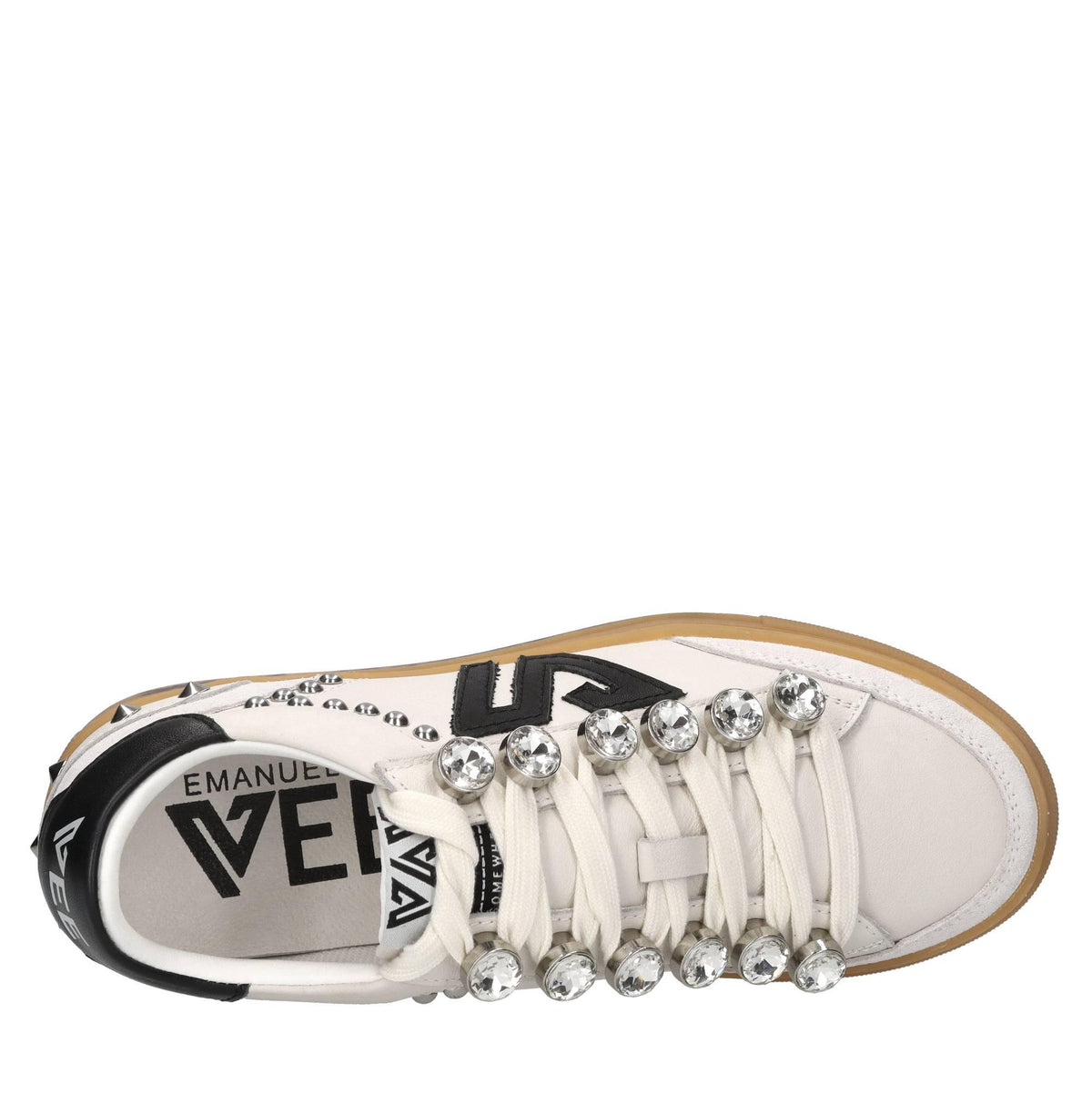 Sneakers in pelle,borchie e strass 
