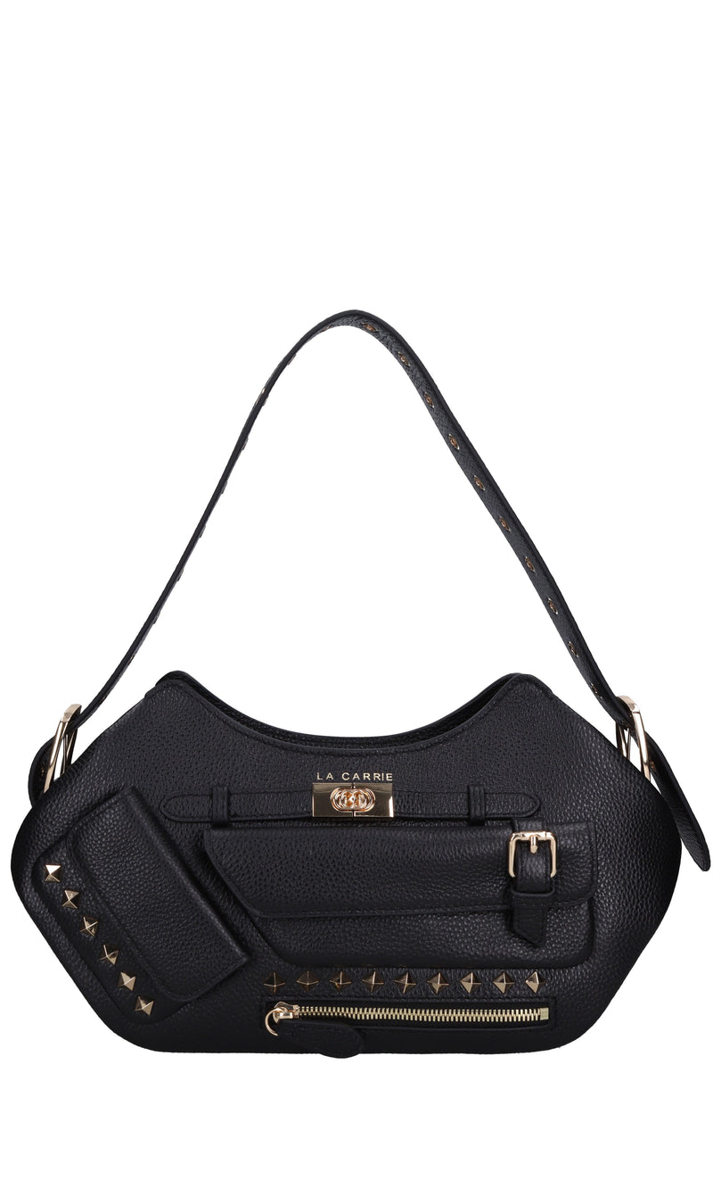 Borsa Rock pocket in pelle martellata 