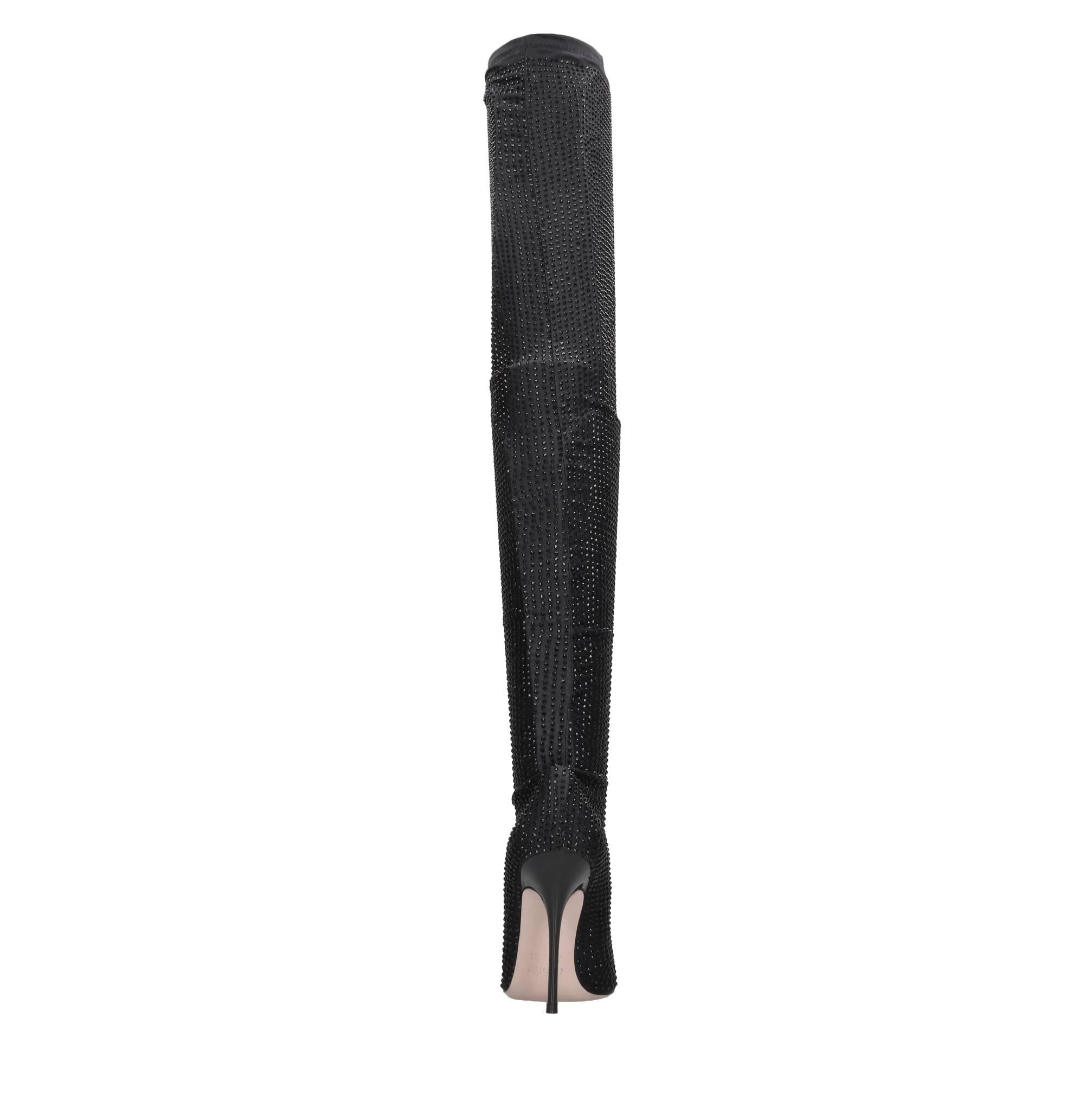 Stivali cuissardes Logan in lycra e strass 