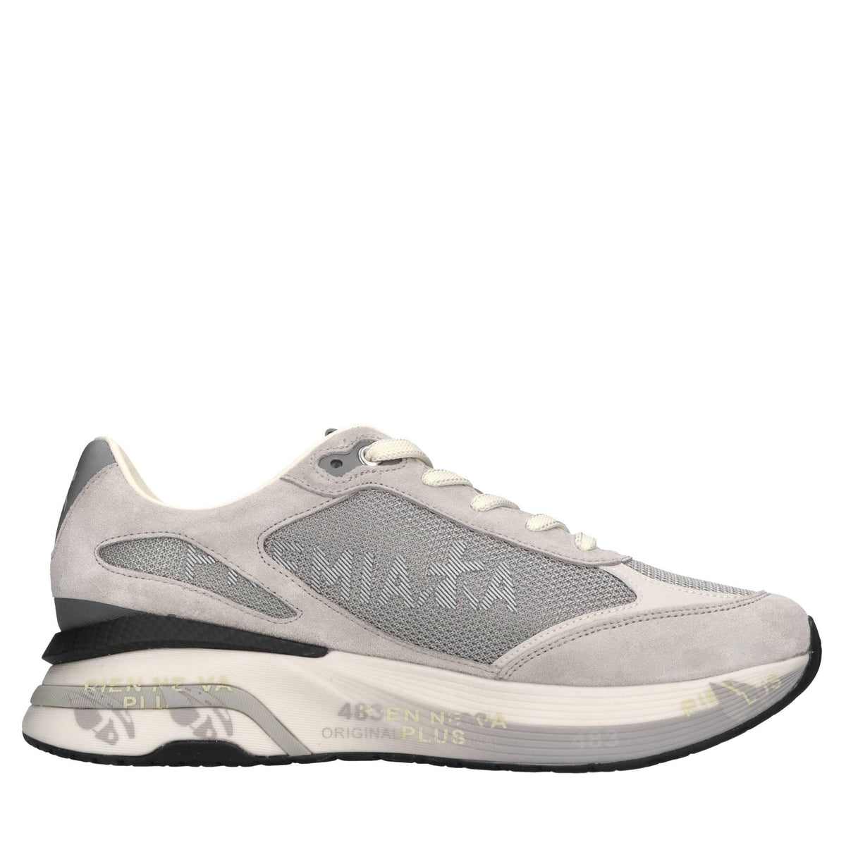 Sneakers in pelle ecopelle e tessuto 