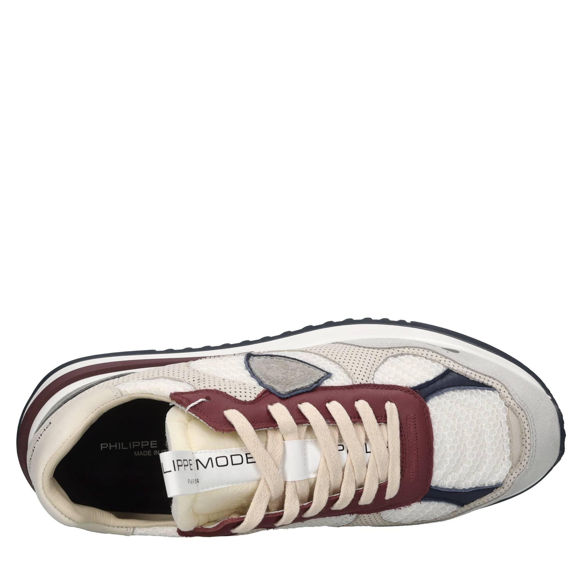 Sneakers in pelle e tessuto 