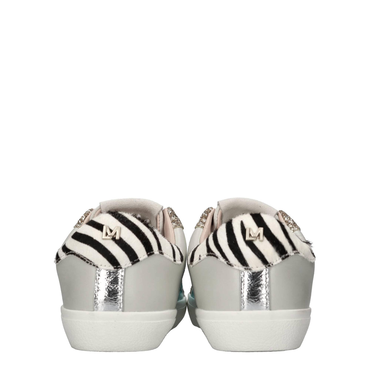 Sneakers in pelle cavallino e glitter 