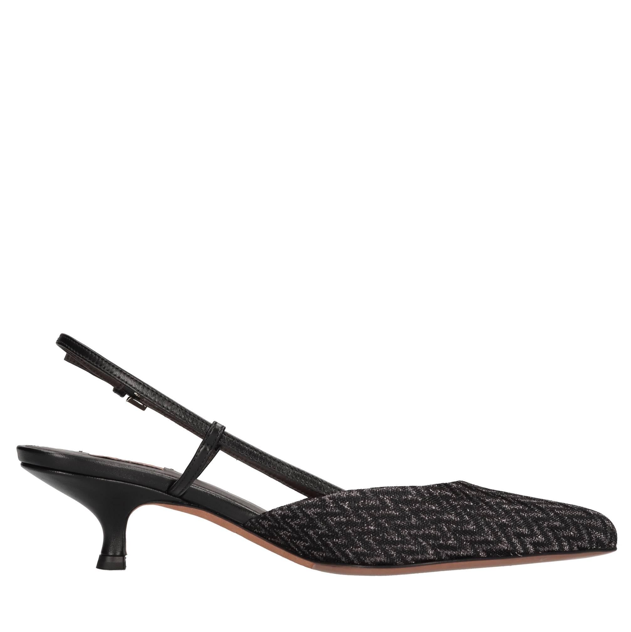 Décolleté slingback modello FIONA in pelle e tessuto 