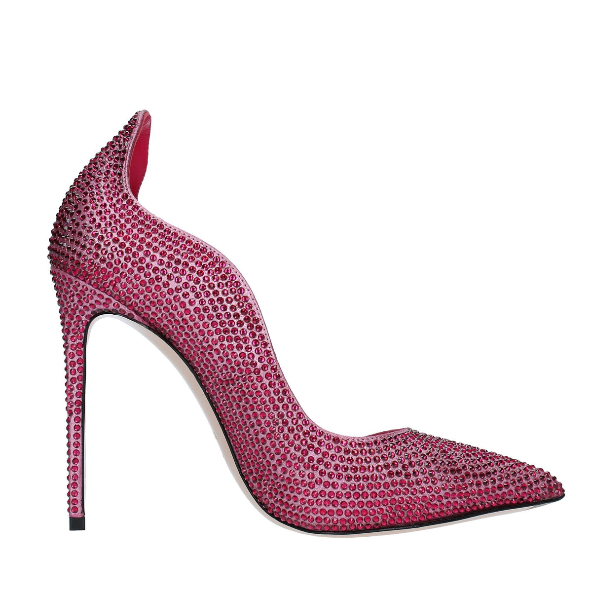 Décolleté in pelle e strass 