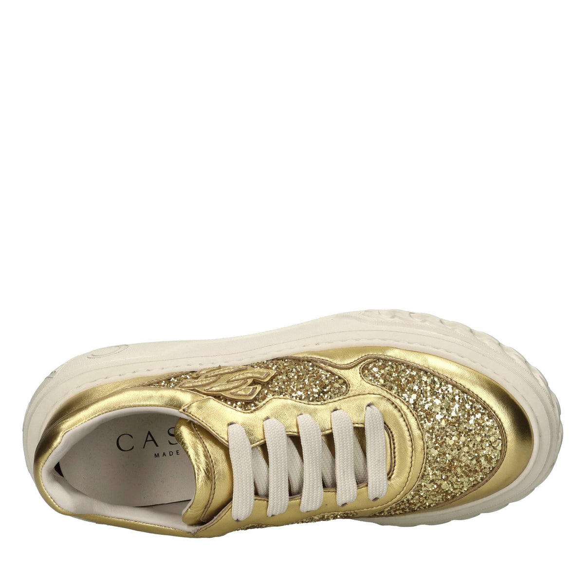 Sneakers Off road in pelle e glitter 
