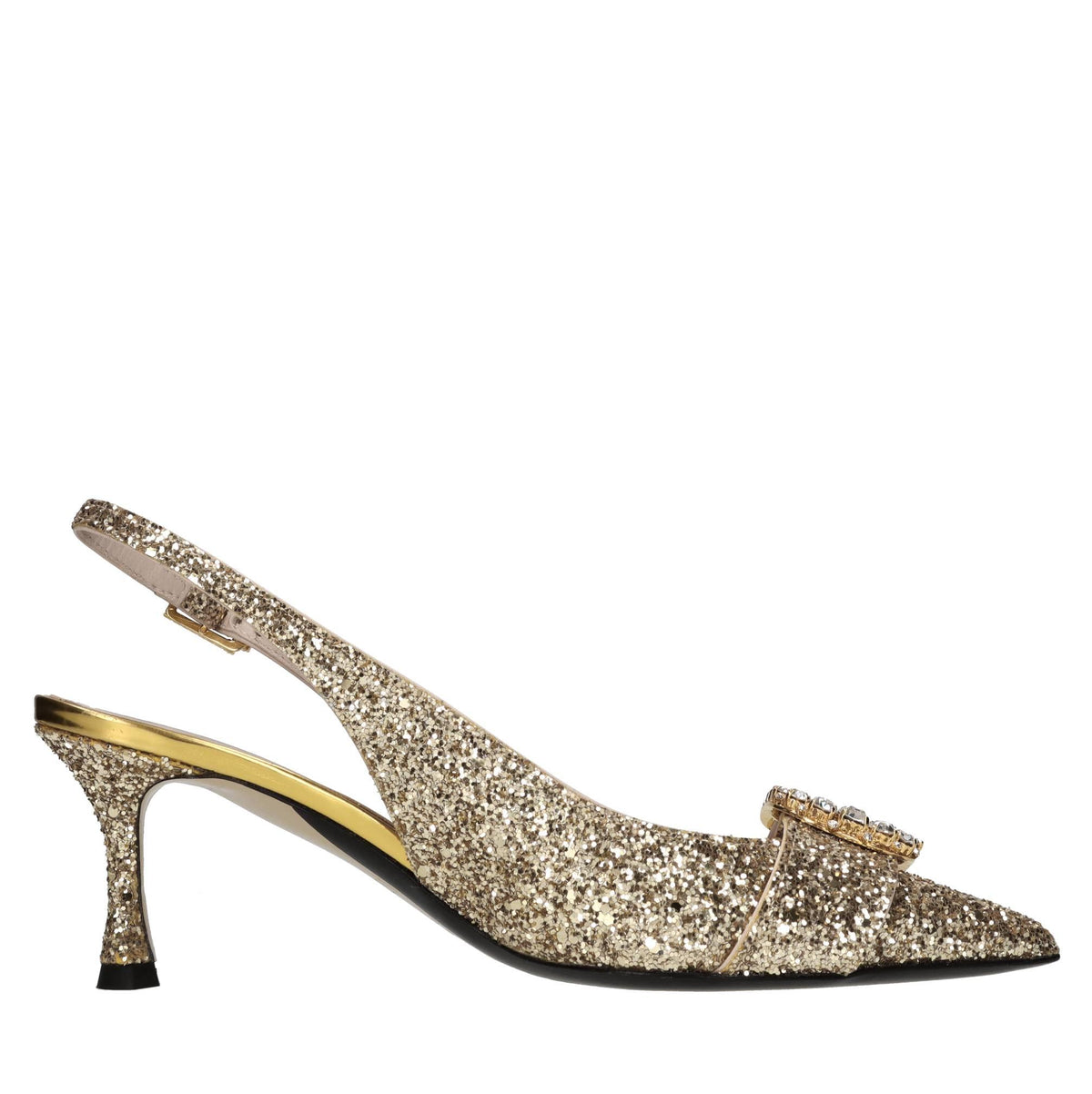 Décolléte slingback in glitter 