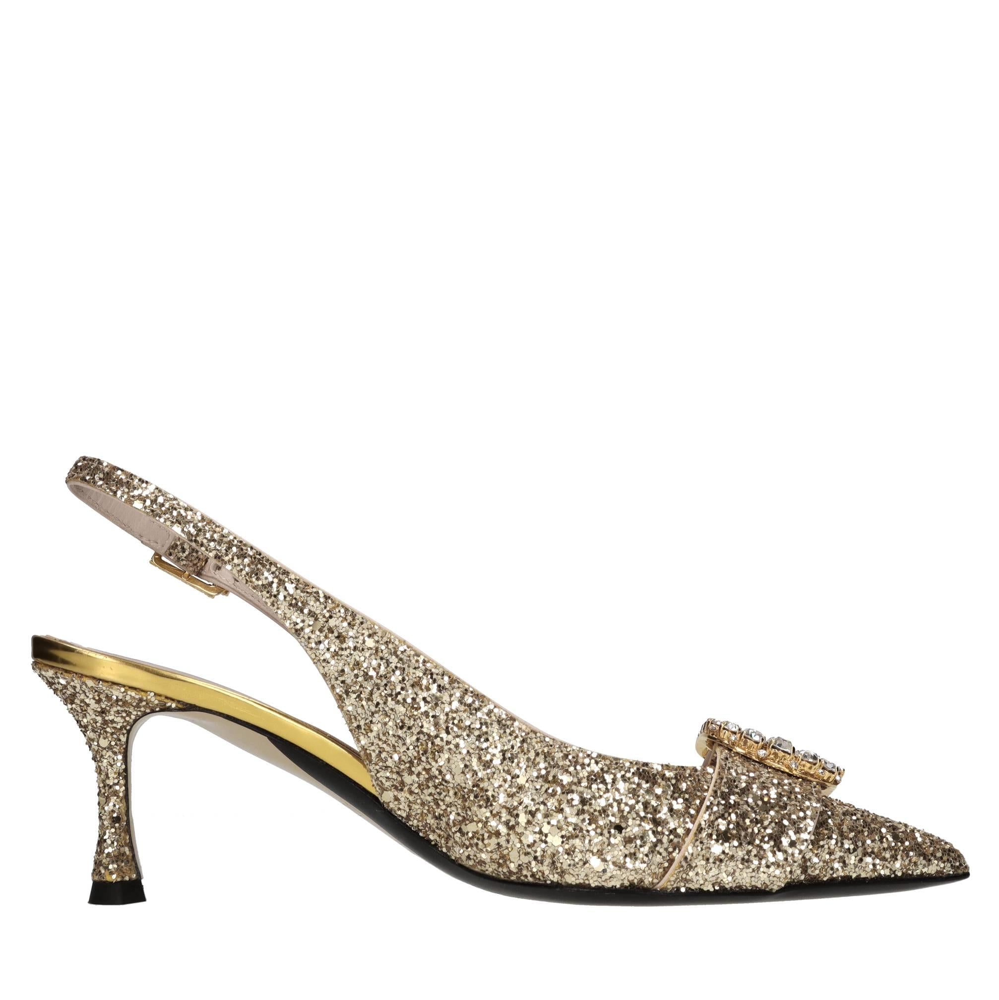 Décolléte slingback in glitter 