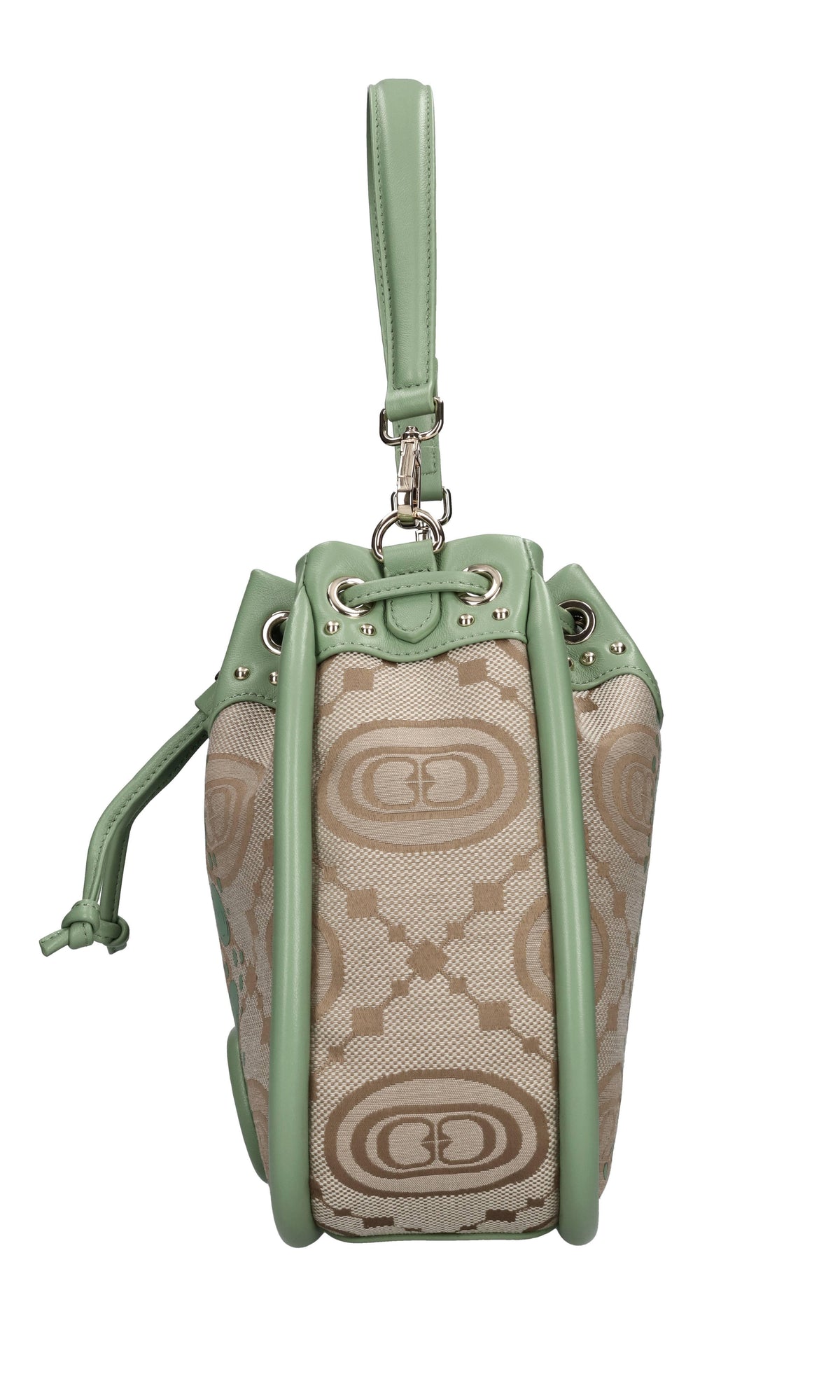 Borsa monogram in pelle e tessuto 