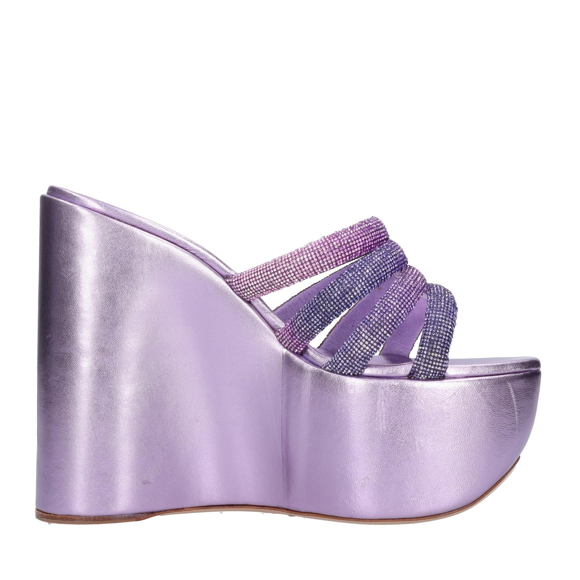 Mules Zeppa in pelle e strass 