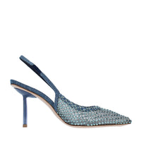 Décolleté Slingback modello GILDA in tessuto e rete argentata 