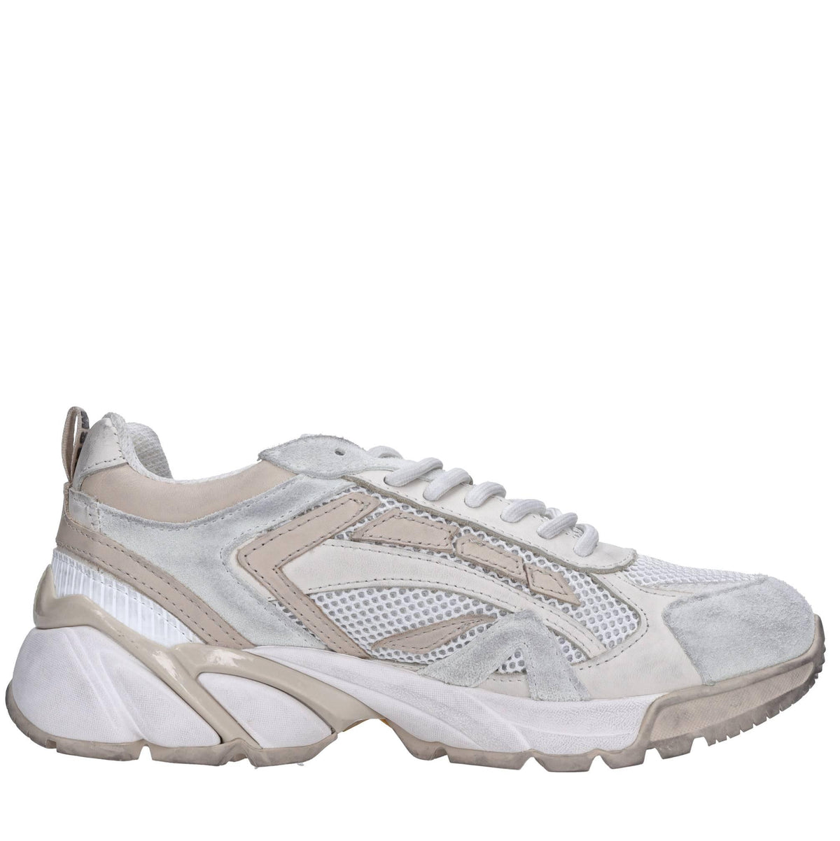 Sneakers in pelle e tessuto 