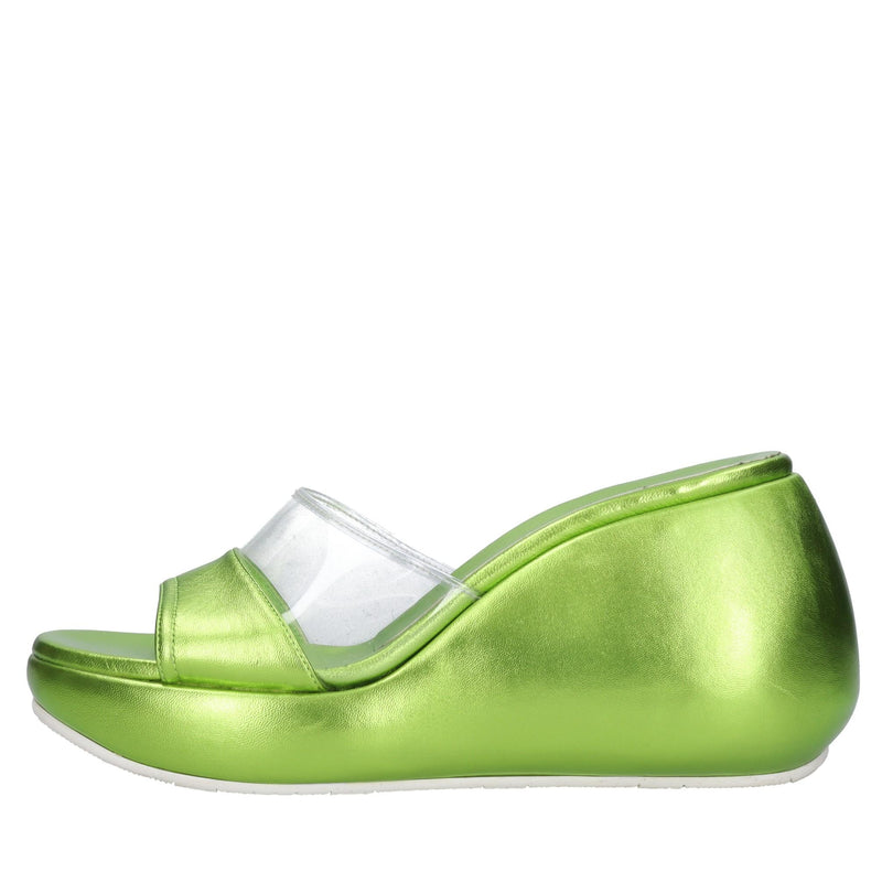 Mules Zeppa in pelle e plexi 