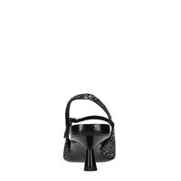 Décolleté slingback in pelle e glitter 