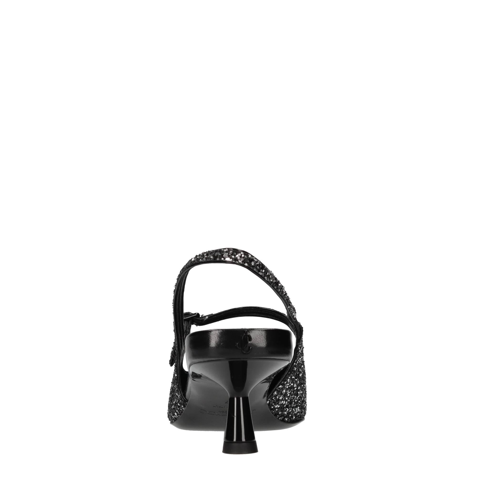 Décolleté slingback in pelle e glitter 