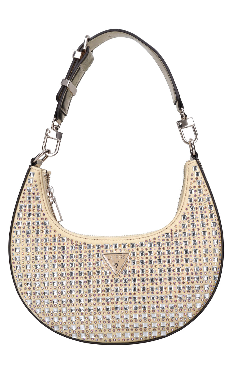 Borsa in ecopelle tessuto e strass 