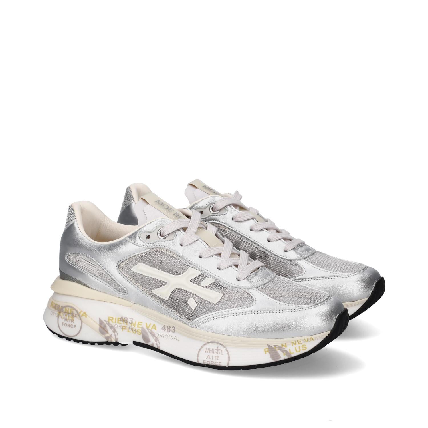 Sneakers in tessuto pelle ed ecopelle 