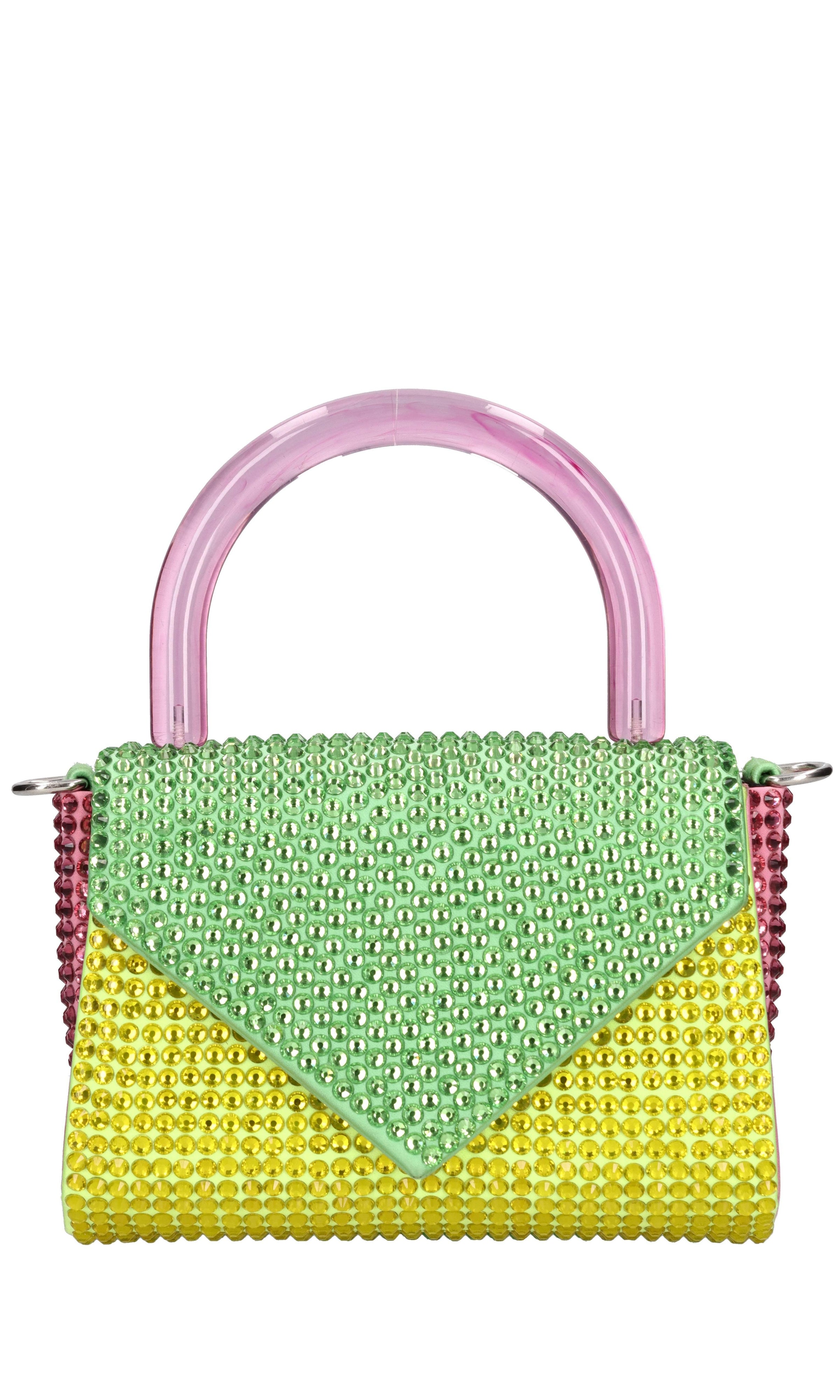 Borsa mini Cookie in raso e strass 
