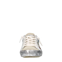 Sneakers in pelle, tessuto e strass 