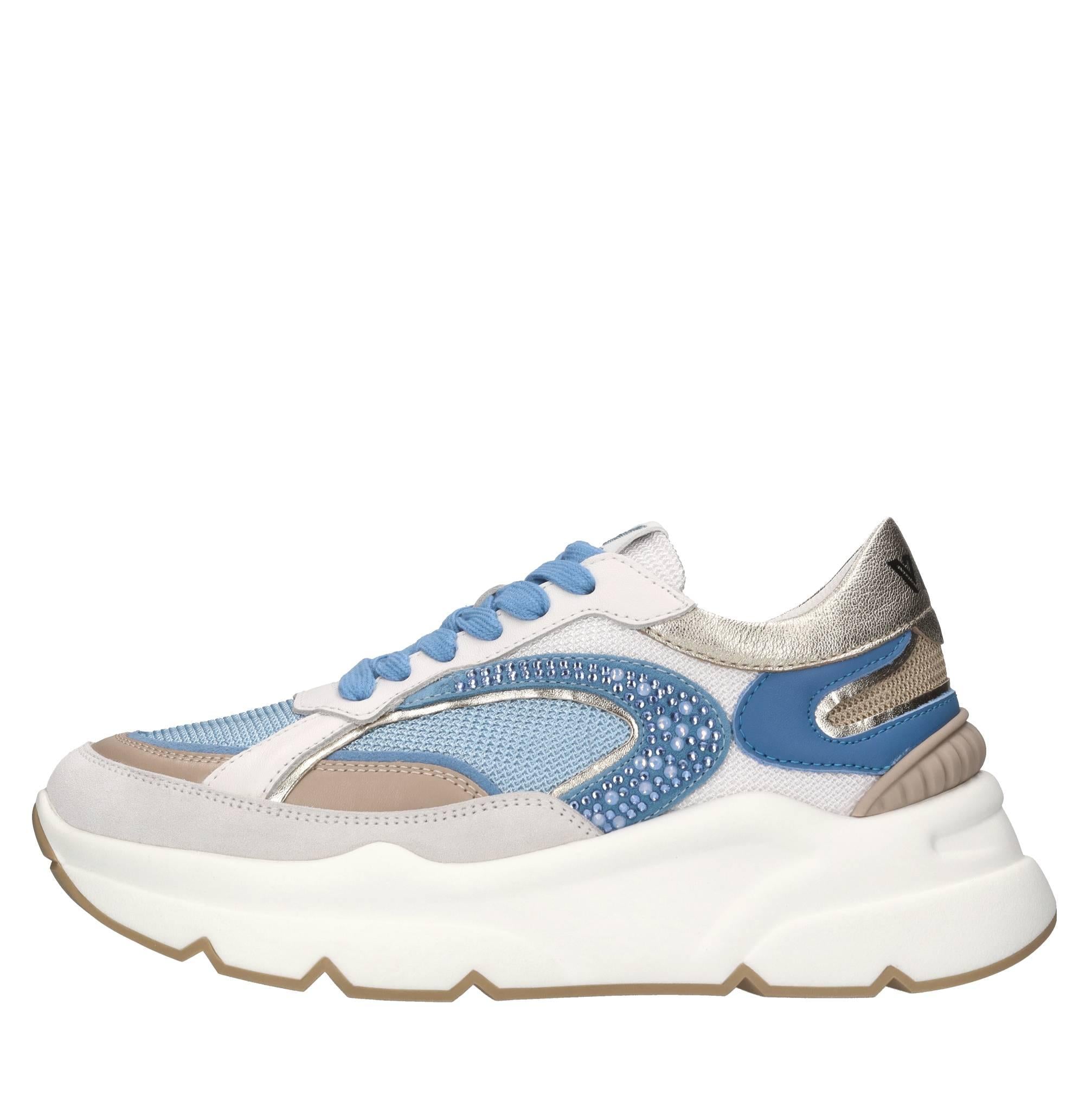 Sneakers in pelle,tessuto e strass 