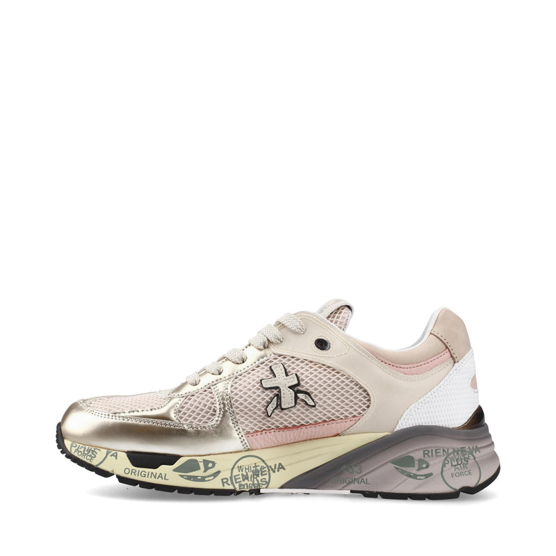 Sneakers in pelle e tessuto 