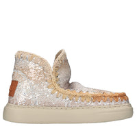 Stivaletti in paillettes con profilo in tessuto 