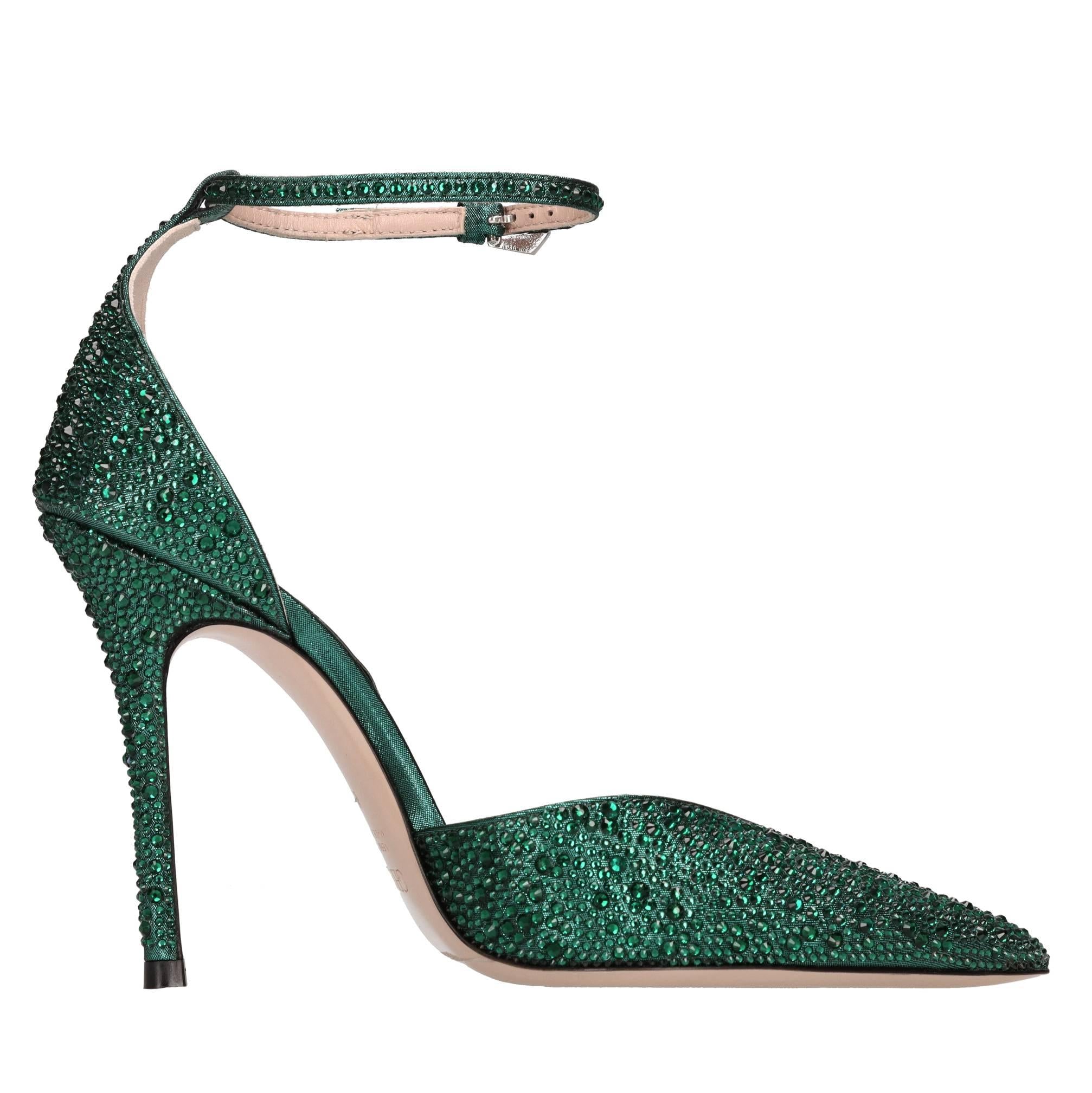Décolleté slingback modello Anitta in raso e strass 