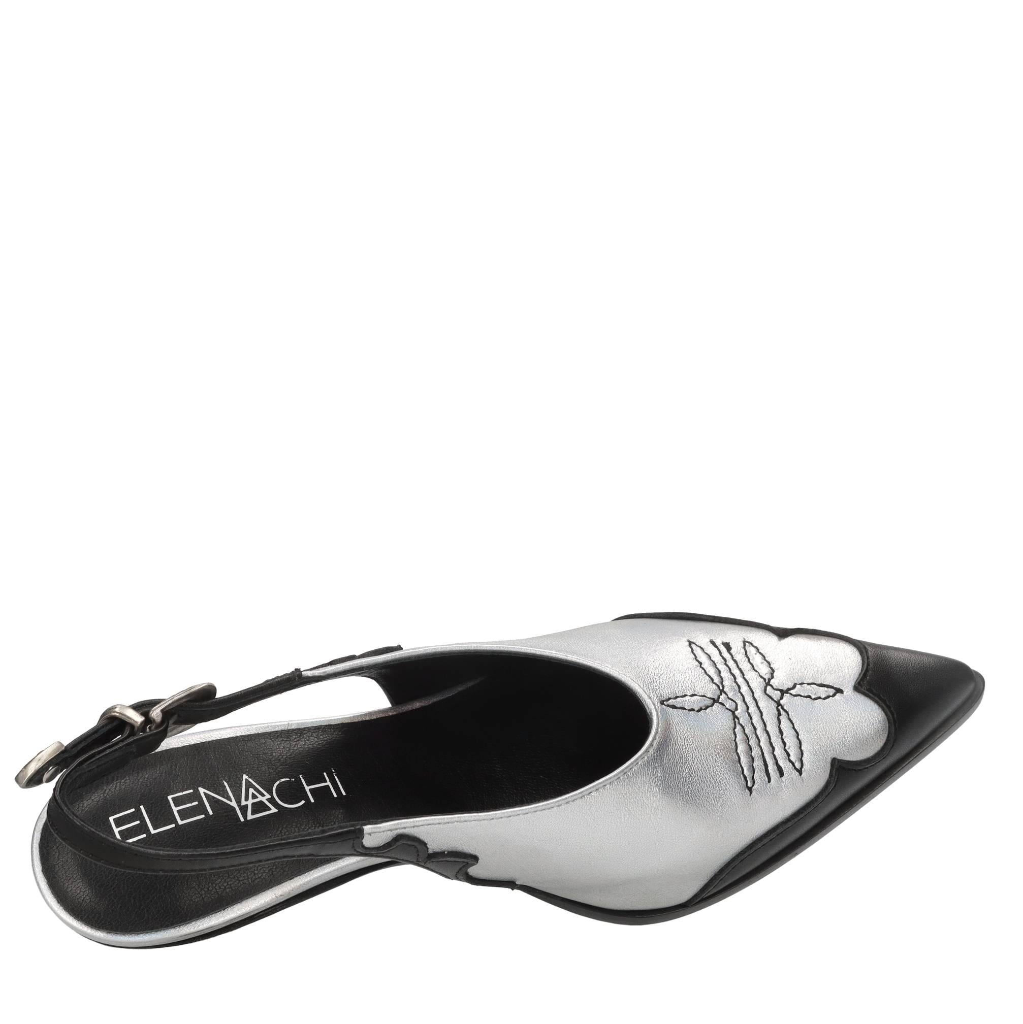 Décolleté slingback in pelle 