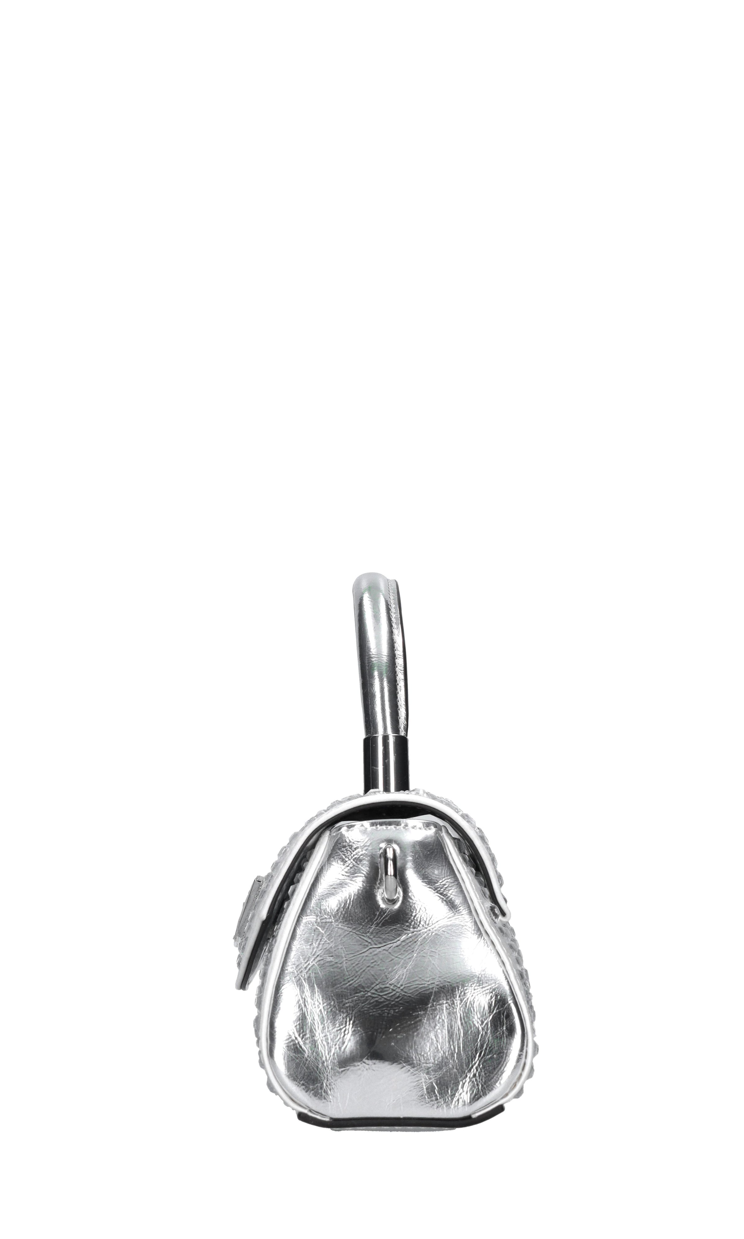 Borsa in ecopelle tessuto e strass 