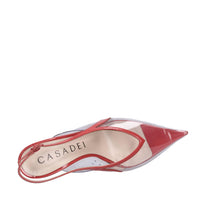 Décolleté slingback in plexi e vernice 