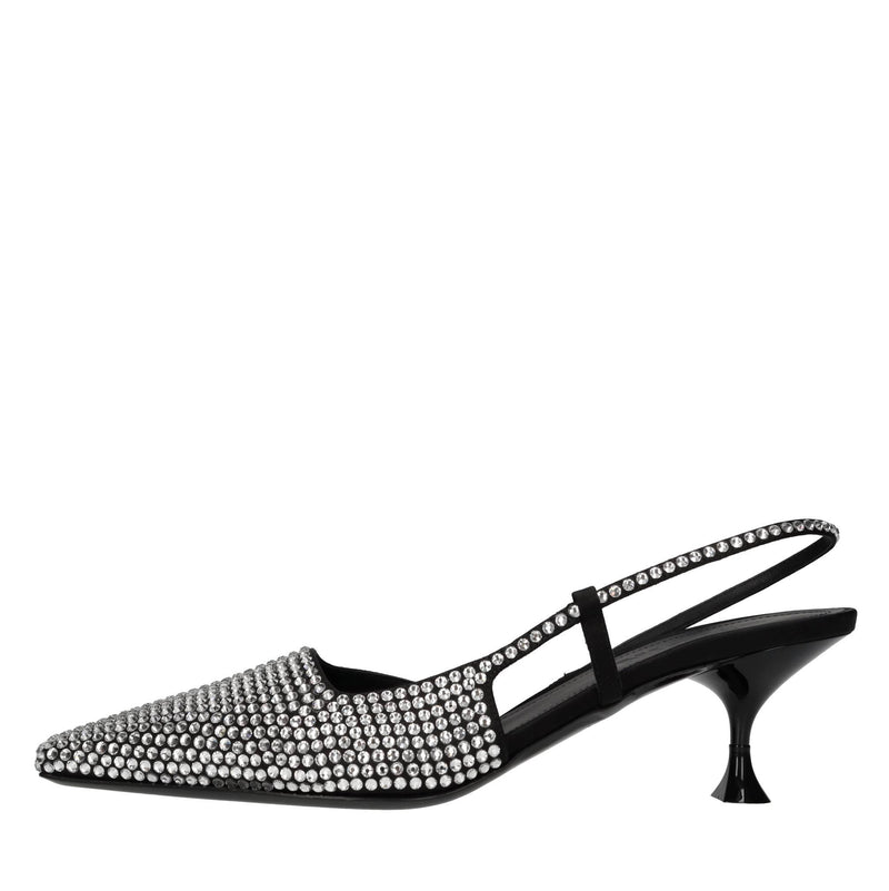 Décolleté slingback in raso e strass 