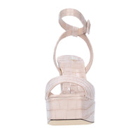 Sandali New Betty con plateau in pelle stampa cocco 