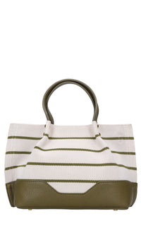 Borsa Stripes in tessuto ed ecopelle 