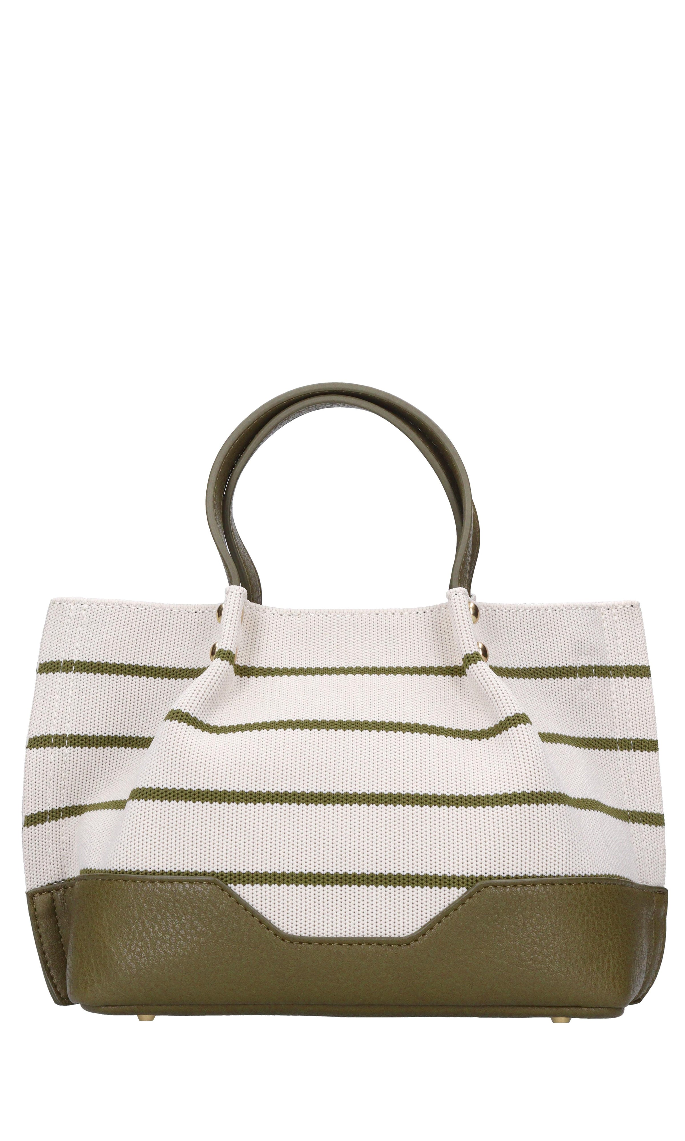 Borsa Stripes in tessuto ed ecopelle 