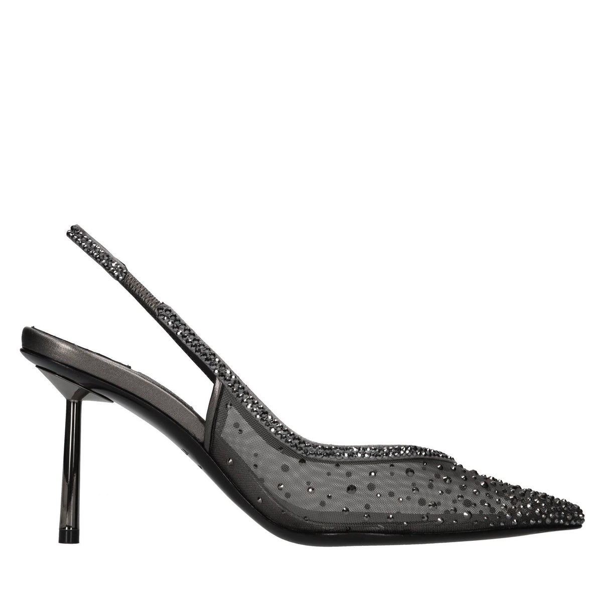 Décolleté Slingback Nicole in pelle rete e strass 