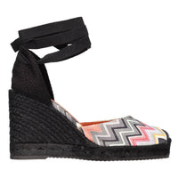 Zeppe in tessuto zig zag e pelle 