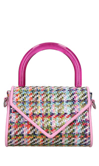 Borsa mini Cookie in rafia e pelle 